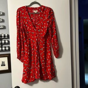 Maeve by Anthropologie Petunia Faux Wrap Long Sleeve Dress